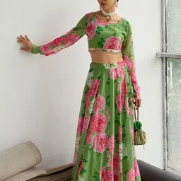 Shae by SASSAFRAS Printed Sequinned Ready to Wear Lehenga &-37