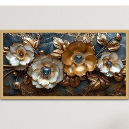 DEKORSTATION Gold-Toned & White 1 Piece Canvas Floral and Botanical Wall Paintings-picture-47