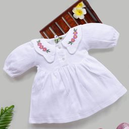 Hijo Kids Wear Girls Striped Puff Sleeve Fit & Flare Dress-image-11