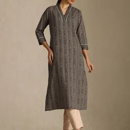 Soch Women Chevron Printed V-Neck Straight Kurta-picture-46