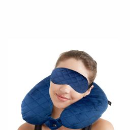 Lushomes Navy Blue Set of 2 Faux Velvet Travel Pillow-50