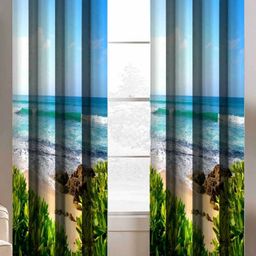 Aura Blue & Green Set of 2 Door Curtain-11