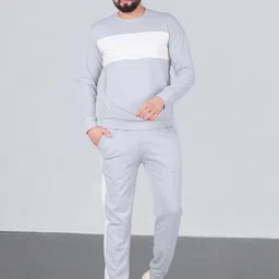 Moda Rapido Men Solid White Striped Block Cotton Lycra Blend Tracksuit-picture-42