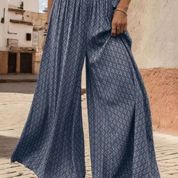 KPOP Women Relaxed Ethnic Motifs Printed High-Rise Loose Fit Trousers-image-25