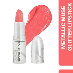 Makeup Revolution London Metallic Muse Glitter Lipstick - 3.6 g - Baby Pink-30