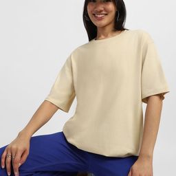 JUNEBERRY Women Drop-Shoulder Sleeves Pure Cotton Raw Edge T-shirt-image-82