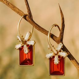 Jewelz Gold-Plated Crystal Studded Floral Shaped Drop Earrings-image-39