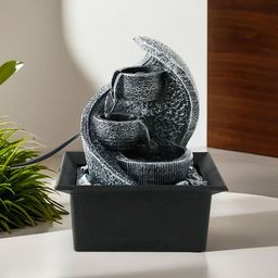 Ekhasa Grey & Black Textured Cascade Waterfall Fountain-8