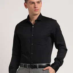 Turtle Men Standard Slim Fit Spread Collar Solid Cotton Formal Shirt-image-59