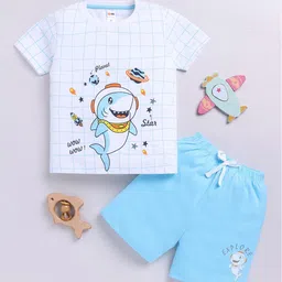 LITTLE NINJA Boys Printed Round Neck Pure Cotton T-Shirt With Shorts-image-46
