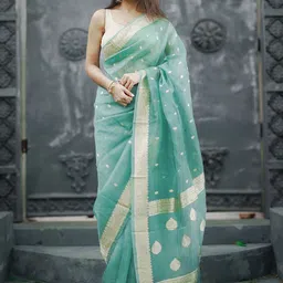 BerMondsey Woven Design Zari Silk Blend Banarasi Saree-picture-32