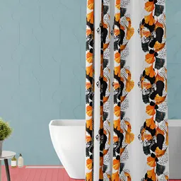 ArtzFolio Grey and Black Floral Printed Waterproof Shower Curtain-image-19