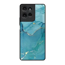 QRIOH Blue Golden Glitter Real Printed Motorola G75 5G Impact Resistant Back Case-image-35