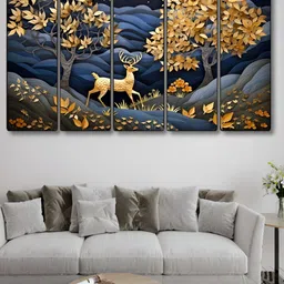 Myntra Elegant Homes Blue & Beige 1 Piece Wood Other Wall Paintings-image-4
