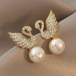 DIVASTRI Gold Plated Artificial Stones Studded And Beaded Quirky Korean Studs-11