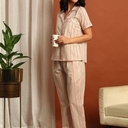 ETC Women Lapel Collar Printed Night suit-picture-6