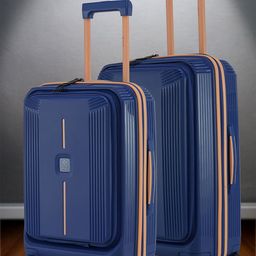 Nasher Miles Alexandria Polypropylene Set of 2 S/M Navy Blue Peach Trolley Bags (55-65 cm)-image-80