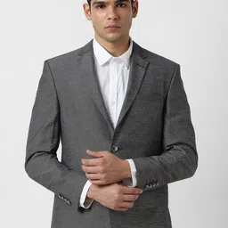Van Heusen Self Designed Notched Lapel Collar Slim-Fit Single Breasted Blazer-picture-15