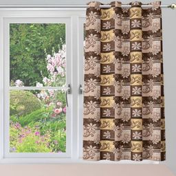 POORAK Brown & Beige Geometric Sheer Window Curtain-image-31