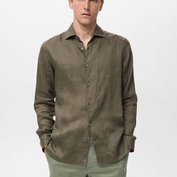 MANGO MAN Slim Fit Pure Linen Casual Shirt-image-71