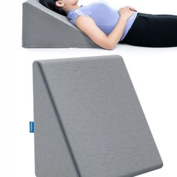 HOSPIKART Grey Memory Foam Filled Faux Velvet Breathable Therapedic Pillow-30