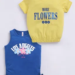 giniekids Girl's Pack Of 2 Typography Printed Tie-Ups Sleeveless Cotton Top-picture-37