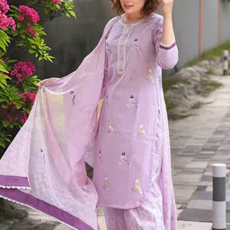 GoSriKi Animal Printed Round Neck Straight Kurta With Patiala & Dupatta-image-67