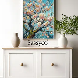 Sassyco Blue & Pink 1 Piece Canvas Floral and Botanical Wall Paintings-picture-45