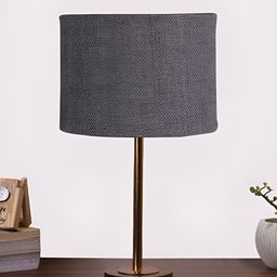 Aura Grey & Black Textured Metal Cylinder Shaped Table Lamp-17