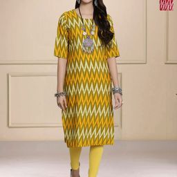 HERE&NOW Selection Of 2 Chevron Printed Round Neck Straight Kurtas-picture-25