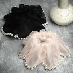 VOGUE PANASH Women Set of 2 Embellished Ponytail Holders-14