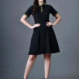Myshka Crepe A-Line Dress-image-4