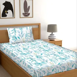 Myntra Elegant Homes Blue & White Ethnic Motifs 160 TC 2 Single Bedsheet with 2 Pillow Covers-image-30