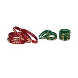 Somil Elegant Combo Glass Bangle Set | Handmade Traditional Chudi For Women | Perfect For Daily & Occasion Use, Combo of 2 Set, Red, Green-image-89