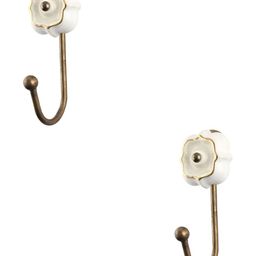 IndianShelf Cream Colored & Gold Toned 2 Pieces Ceramic Wall Hooks-5