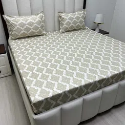Pure Decor Royal Passion Brown Printed Pure Cotton 330TC Queen Bedsheet Sets 2.28m x 2.54m-image-78