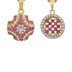 missmister Gold plated SET of 2 Pinkish Red Colour and White CZ Fashion chain pendant-picture-11