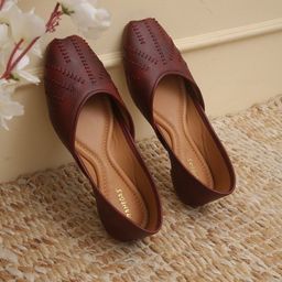 RAHEGAS Women Woven Design Square Toe Mojaris Flats-image-68
