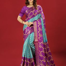 VIRENDRA TEXTILES Woven Design Zari Saree-image-82
