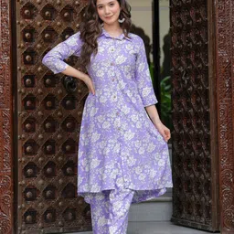 Demirner Women Floral Printed Regular Kurta with Palazzos-picture-45