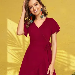 DressBerry Flutter Sleeve Fit & Flare Dress-16