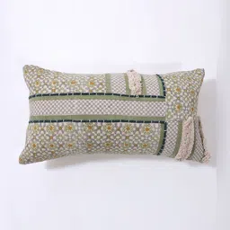 Art Avenue Green & White Embroidered Rectangle Cushion Covers-image-5