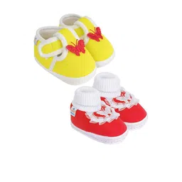 NESKA MODA 3 To 12 Months Infant Booty Combo 2 Pair Baby Skin Friendly Cotton Butterfly Booties-38