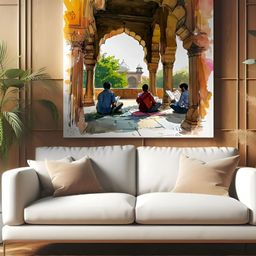 Indianara Brown & Blue 1 Piece Canvas Other Wall Paintings-39