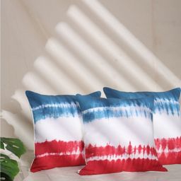 SLEEPY THREADS 3 Pieces Blue & White Abstract Square Cotton Cushion Covers-image-10