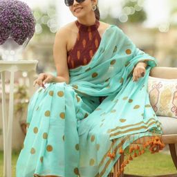 Ruuprekha Polka Dot Pure Cotton Khadi Saree-picture-13