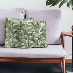 LUSHLYF White & Green Set of 2 Floral Velvet Square Cushion Covers-image-7