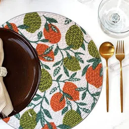 ANA 2 Pcs Green & Rust Printed Cotton Table Placemats-2