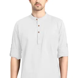 Edin Men White Straight Organic Cotton Kurtas-picture-39
