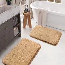 LUXEHOME INTERNATIONAL Set Of 2 Yellow 2200 GSM Anti-Slip Bath Rugs-image-42
